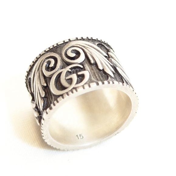 ✨️💎Authentic Gucci GG Leaf Motif 925 Silver Ring - Picture 5 of 13